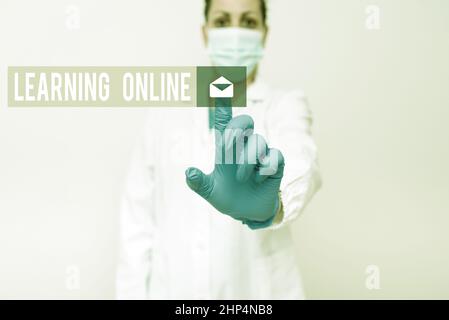 Scrittura visualizzazione del testo Learning Online, Business Overview Impara qualcosa di nuovo con l'aiuto di internet e la tecnologia che dimostra Medical Ideas Pr Foto Stock