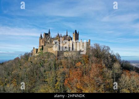 Burg Hohenzollern auf der schwäbischen Alb, Luftbild Foto Stock