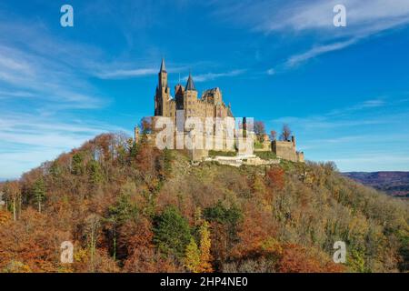 Burg Hohenzollern auf der schwäbischen Alb, Luftbild Foto Stock