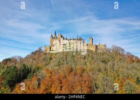 Burg Hohenzollern auf der schwäbischen Alb, Luftbild Foto Stock