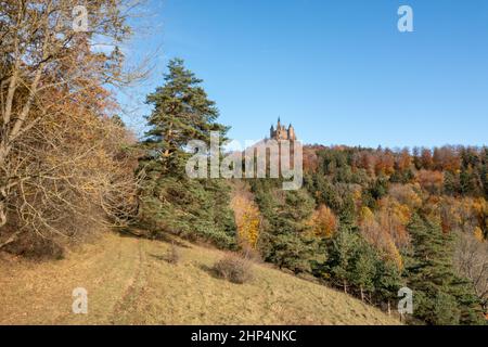 Burg Hohenzollern auf der schwäbischen Alb, Luftbild Foto Stock