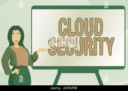 Ispirazione che mostra Sign Cloud Security, concetto che significa proteggere le informazioni memorizzate tecnologia controllata e sicura digitando nuovo capitolo del libro, Registerin Foto Stock