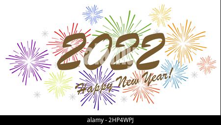 Felice anno nuovo 2022 fuochi d'artificio concetto Illustrazione Vettoriale