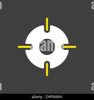 Icona a forma di mirino del vettore di destinazione su sfondo scuro Illustrazione Vettoriale