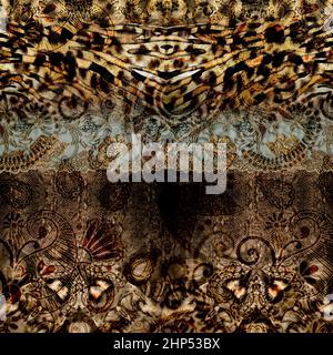 Misto Paisley e animali Skin Design Pronto per stampe tessili. Foto Stock