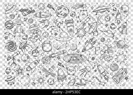 Spazio doodle impostato Illustrazione Vettoriale