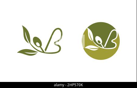 Lettera B del logo del monogramma di olive Illustrazione Vettoriale