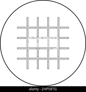 Tessuto fibre tessuto rete tessuto icona in cerchio rotondo nero colore vettoriale illustrazione contorno pieno stile immagine Illustrazione Vettoriale