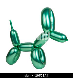 Palloncino verde cane gomma giocattolo isolato su sfondo bianco Foto Stock