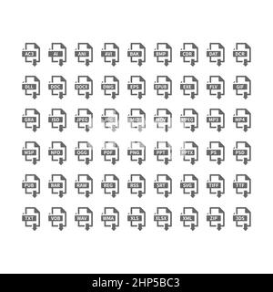 Icone vettoriali per il download del tipo di file Illustrazione Vettoriale