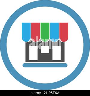 Modello di design del logo dell'icona del negozio Illustrazione Vettoriale