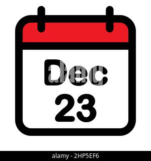 Icona del calendario del ventitreesimo dicembre Illustrazione Vettoriale