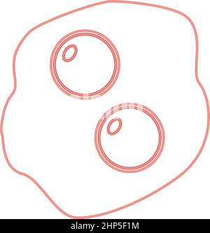 Neon uova strapazzate colore rosso vettore illustrazione immagine di stile piatto Illustrazione Vettoriale