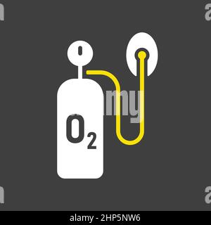 Icona del vettore della bombola di ossigeno medicale. Segnale medico Illustrazione Vettoriale