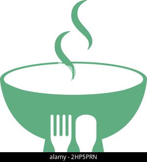 Modello piatto con logo icona Bowl Illustrazione Vettoriale