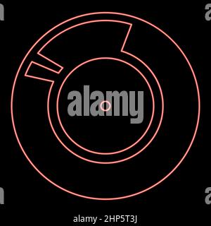 Neon vinil record retro suono portante rosso vettore colore immagine piatta Illustrazione Vettoriale