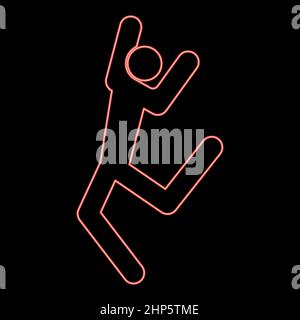 Neon ballerino bastone rosso disegno vettoriale colore immagine di stile piatto Illustrazione Vettoriale