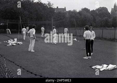 New Zealand Cricket Touring Cricketers partecipare alla Net Practice prima di giocare Worcestershire nella NZ Tour Match, New Road, Worcester, Inghilterra 19 August1978 Foto Stock