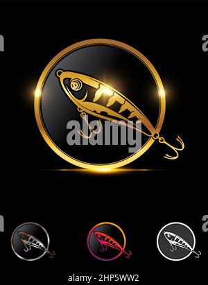 Cartello con il logo Golden Fishing Circle Illustrazione Vettoriale