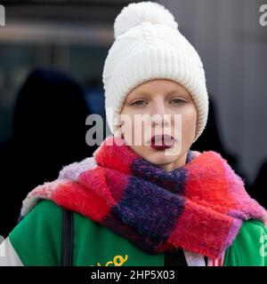 Model After Walking per Coach Fashion Show durante la New York Fashion Week FW22 Foto Stock