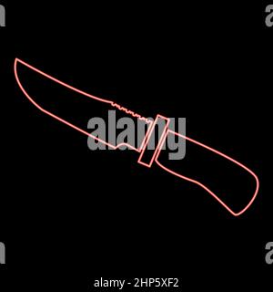 Coltello al neon del cacciatore rosso immagine vettoriale di stile piatto Illustrazione Vettoriale