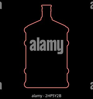 Dispenser al neon bottiglie grandi icona di colore nero in cerchio rosso illustrazione vettoriale immagine piatta Illustrazione Vettoriale