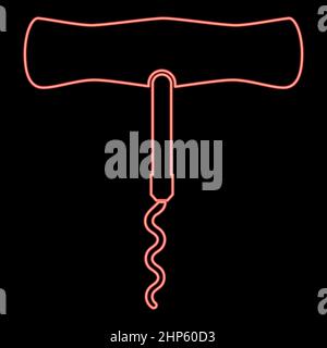 Cavatappi al neon immagine vettoriale colore rosso stile piatto Illustrazione Vettoriale