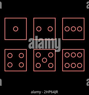 Neon dice Nubi icona colore nero in cerchio rosso disegno vettoriale immagine stile piatto Illustrazione Vettoriale