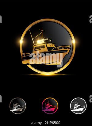 Cartello con il logo Golden Fishing Circle Illustrazione Vettoriale