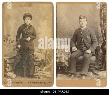 Due ritratti alla carta da 1870 carte de visite da Campbellford, Ontario, Canada. FONTE: ORIGINALE CARTE DE VISITE Foto Stock
