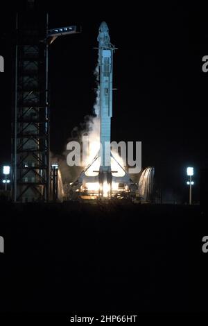 Un razzo SpaceX Falcon 9 a due fasi parte dal Launch Complex 39A presso il Kennedy Space Center della NASA in Florida per Demo-1, la prima missione senza equipaggio del Commercial Crew Program dell’agenzia. Il liftoff era alle 2:49 del mattino, 2 marzo 2019. Foto Stock