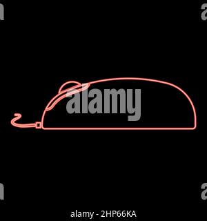 Neon computer mouse rosso immagine vettoriale a colori di stile piatto Illustrazione Vettoriale