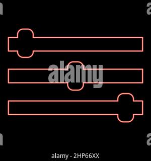 Pannello di controllo al neon immagine vettoriale a colori rossa in stile piatto Illustrazione Vettoriale