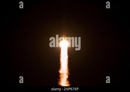 Il lancio del razzo Soyuz TMA-17M dal Cosmodrome di Baikonur in Kazakhstan giovedì 23 luglio 2015 Foto Stock