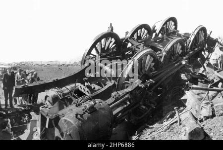 Incidente ferroviario, circa 1920 anni Foto Stock