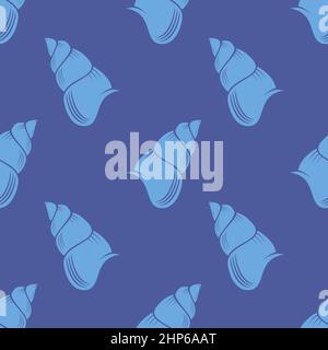Icona animale. Logo lumaca isolato su sfondo blu. Ripetizione senza giunture. Illustrazione Vettoriale