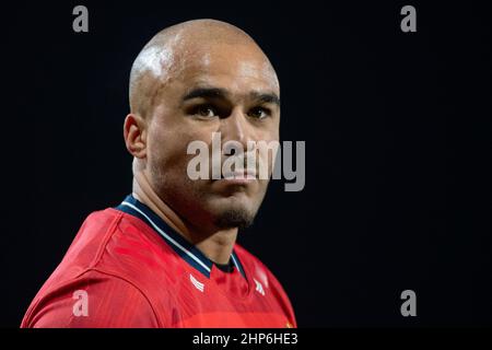 Limerick, Irlanda. 18th Feb 2022. Simon Zebo di Munster durante la partita United Rugby Championship Round 12 tra Munster Rugby e Edinburgh Rugby al Thomond Park di Limerick, Irlanda, il 18 febbraio 2022 (Foto di Andrew Surma/ Credit: Sipa USA/Alamy Live News Foto Stock