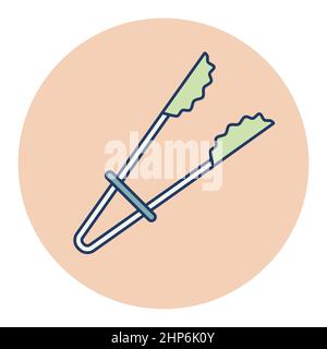 Icona vettoriale pinze da cucina. Apparecchio da cucina Illustrazione Vettoriale