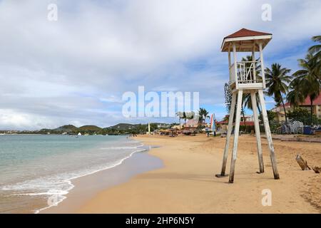 Reduit Beach, Rodney Bay, Gros Islet, Santa Lucia, Isole Windward, Antille minori, Antille Occidentali, Mar dei Caraibi Foto Stock