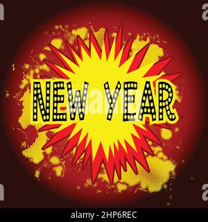 Cartoon nuovo anno esplosione Illustrazione Vettoriale