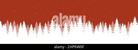 sfondo paesaggio natalizio con abeti innevati Illustrazione Vettoriale