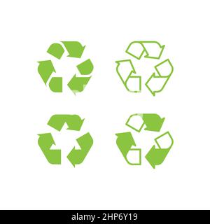 Icona del vettore verde con freccia triangolare riciclata Illustrazione Vettoriale