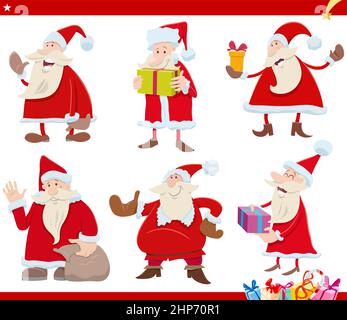 Personaggi Cartoon Babbo Natale sul set tempo di Natale Illustrazione Vettoriale