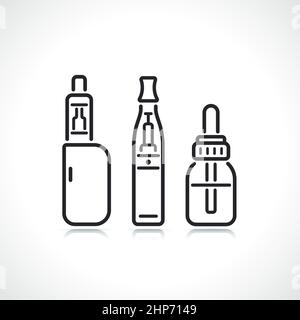 icone elettroniche a linea sottile di sigaretta Illustrazione Vettoriale