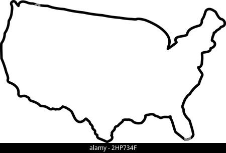 Mappa di America United ha dichiarato USA contorno icona contorno nero vettore illustrazione immagine di stile piatto Illustrazione Vettoriale