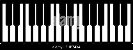 Tasti musicali Pianino icona sintetizzatore avorio colore nero immagine vettoriale in stile piatto Illustrazione Vettoriale