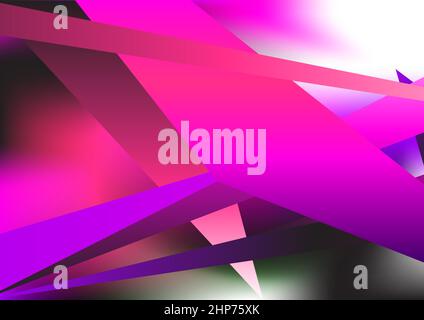 Sfocatura astratta forme fluide, linee poligonali triangolari motivo geometrico sfondo trendy. Retro sfumatura texture grafica vettoriale modello spazio di copia Layout volantino Banner cover Black pink neon Illustrazione Vettoriale