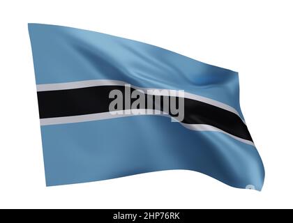 3D indicatore di illustrazione del Botswana. Bandiera Botswanan ad alta risoluzione isolata su sfondo bianco. 3d rendering Foto Stock