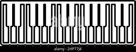 Tasti musicali Pianino sintetizzatore avorio contorno contorno icona colore nero vettore illustrazione immagine piatta stile Illustrazione Vettoriale