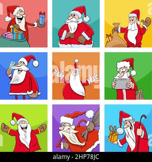 Set di personaggi di Natale di Cartoon Babbo Natale Illustrazione Vettoriale